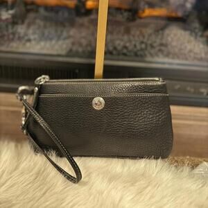 Coach pebbled leather black wristlet. Excellent condition
